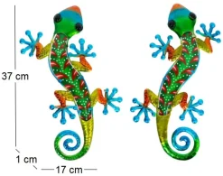 Gecko décoratif en métal et verre multicolore Feuilles