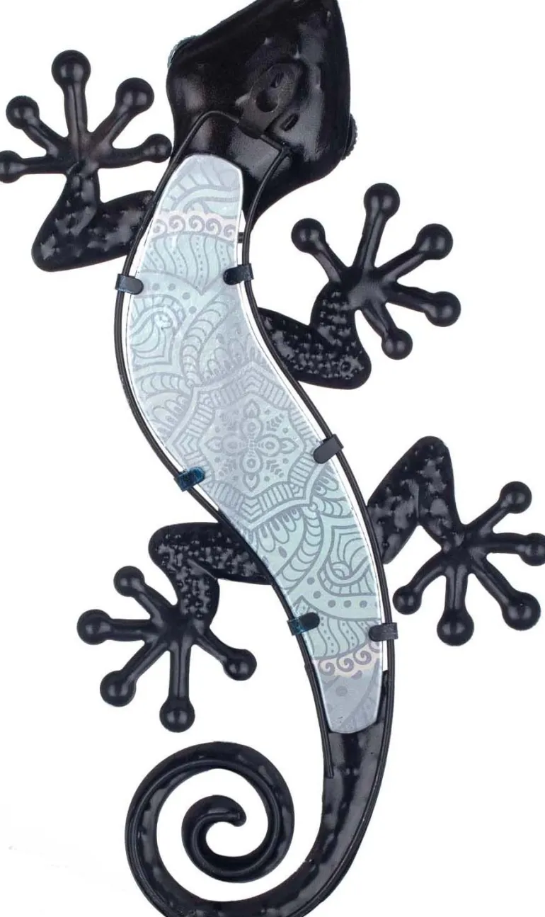 Gecko décoratif en métal et verre Arabesque