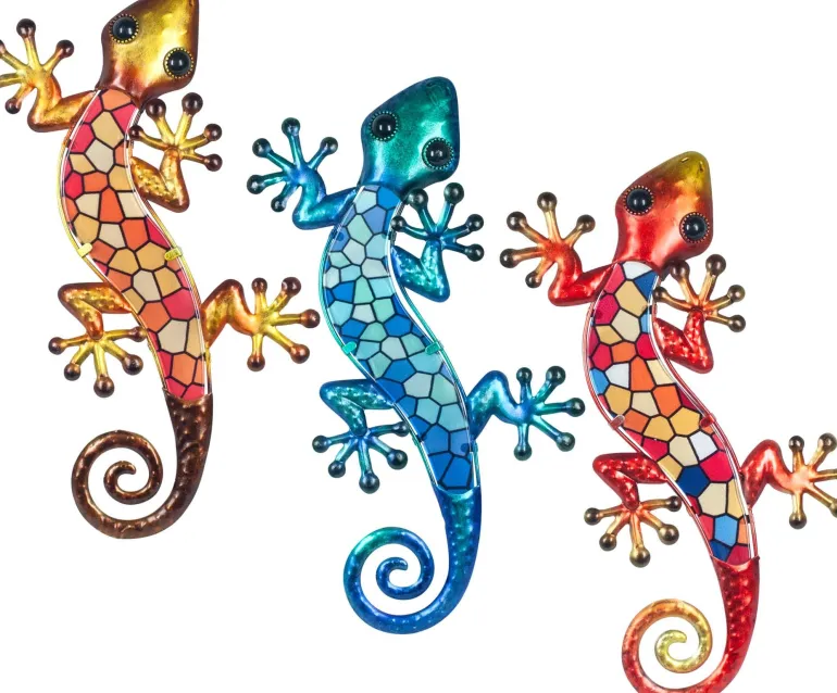 Geckos en métal et verre Mosaique colorée