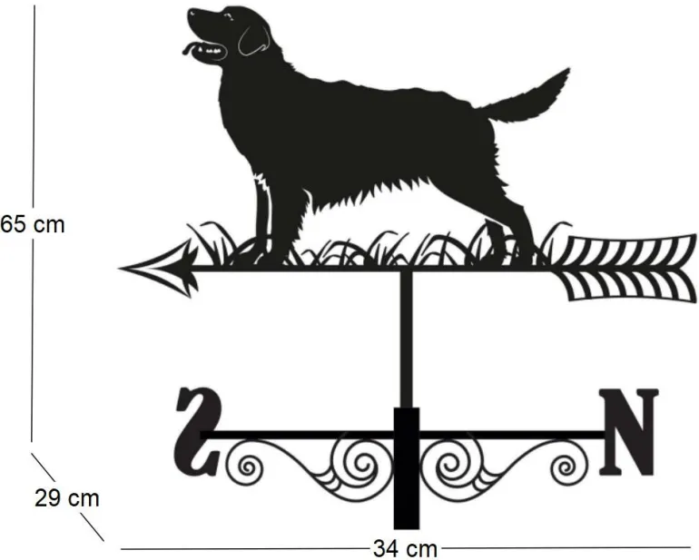 Girouette en acier noir silhouette (Golden Retriever)