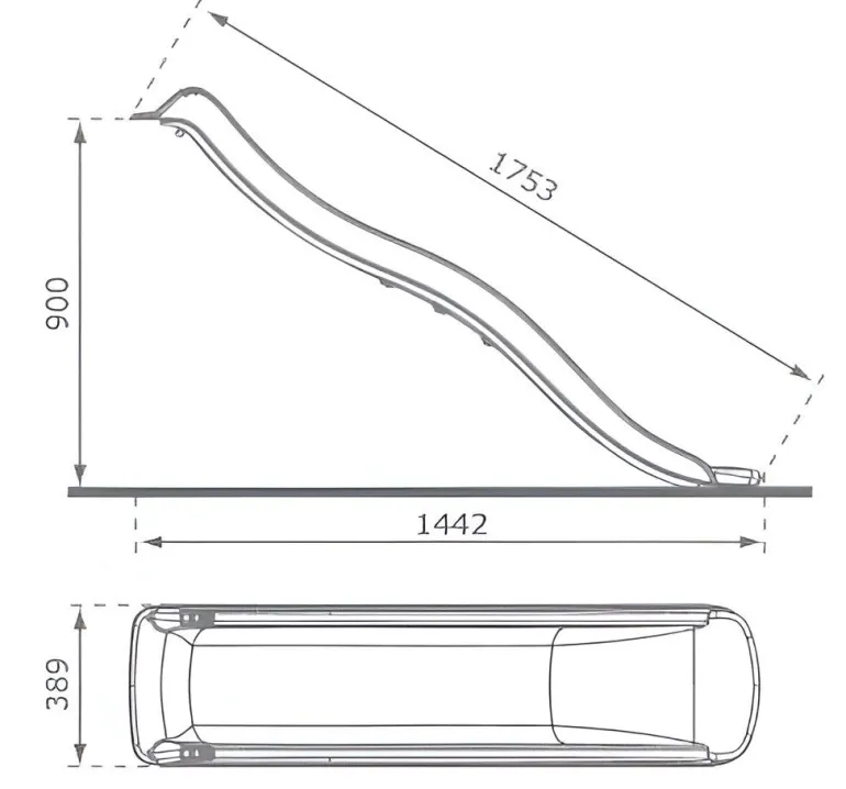 Glissière de toboggan avec vague en PEHD Tweeb 175cm (Anthracite)