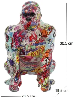 Gorille en résine Graffiti 20.5 x 19.5 x 30.5 cm