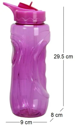 Gourde de sport bouchon avec paille 900 ml (Fuschia)