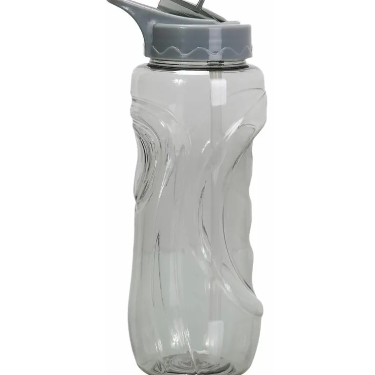 Gourde de sport bouchon avec paille 900 ml (Gris)