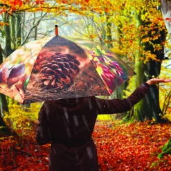 Grand parapluie bois et métal toile polyester (Automne)