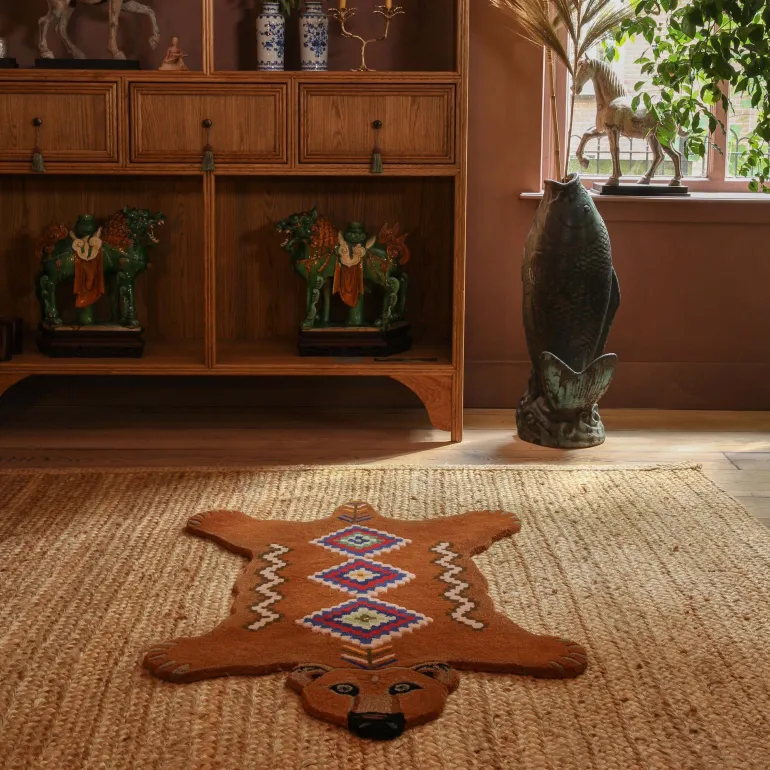 Grand tapis en laine Ours (Marron)