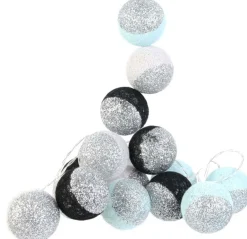 Guirlande lumineuse boules pailletées 16 leds (Noir, Bleu)
