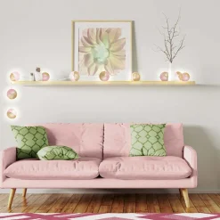 Guirlande lumineuse boules pailletées 10 leds (Rose, Doré)