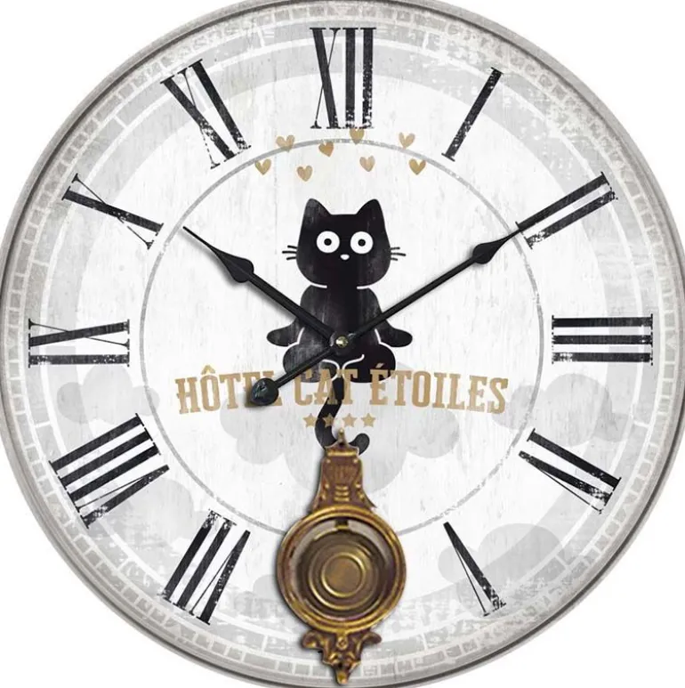 Horloge avec balancier Chats 58 cm (Un chat)