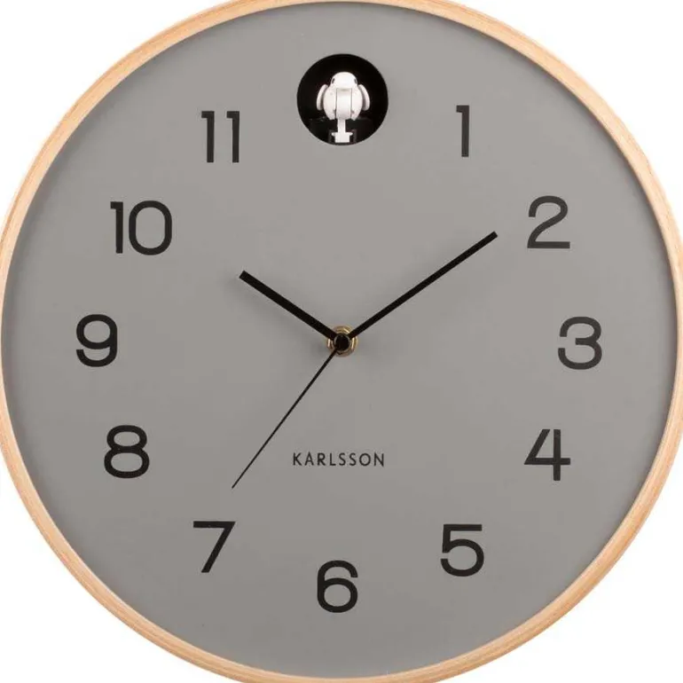Horloge en bois de bouleau Natural Cuckoo (Gris)