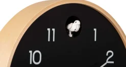 Horloge en bois de bouleau Natural Cuckoo (Noir)