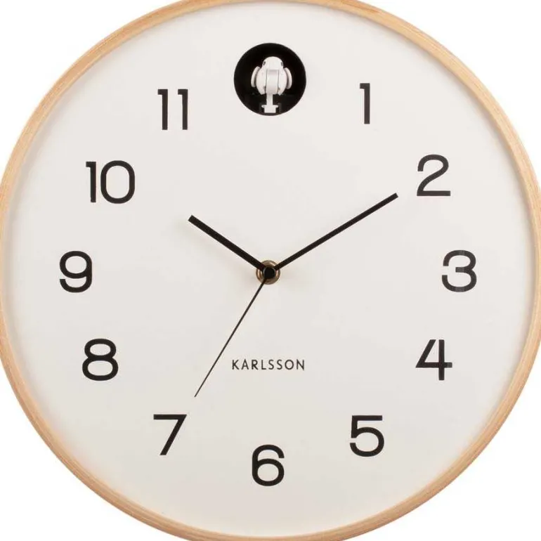 Horloge en bois de bouleau Natural Cuckoo (Blanc)