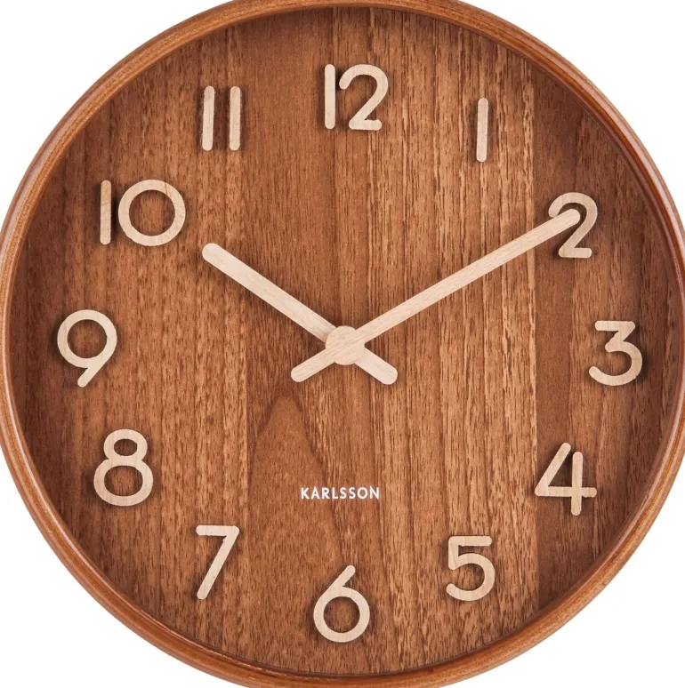 Horloge en bois Pure 22 cm (Bois foncé)
