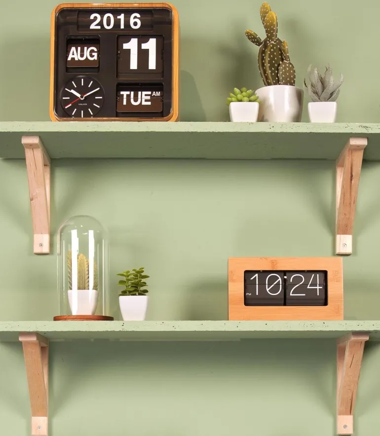 Horloge en plastique Mini Flip 24.5 cm (Bambou)
