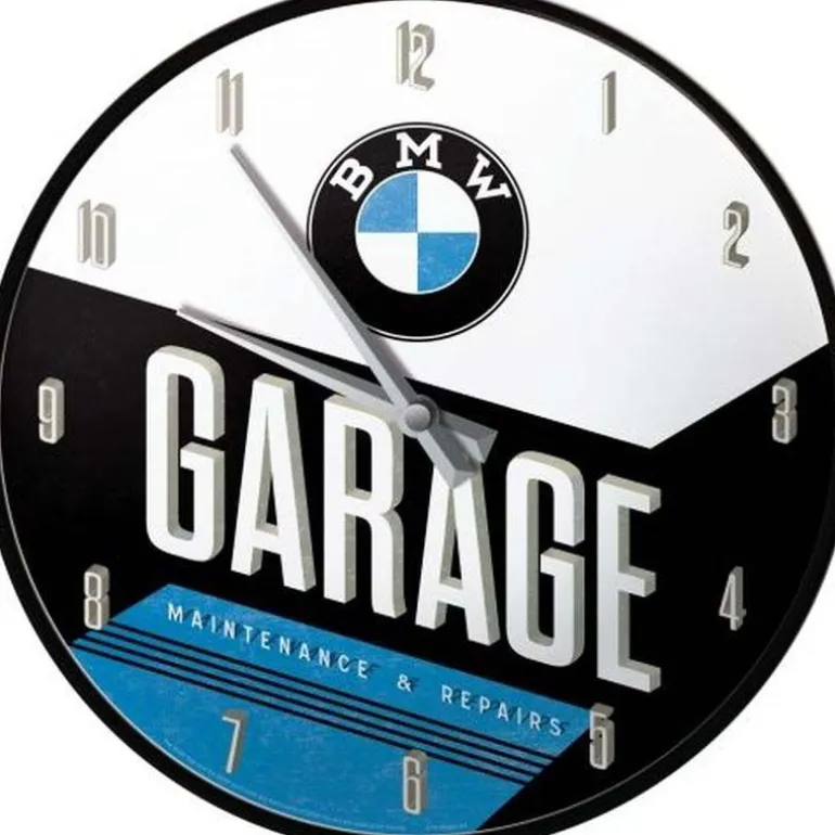 Horloge hublot en verre et métal Pub 31 cm (BMW Garage)