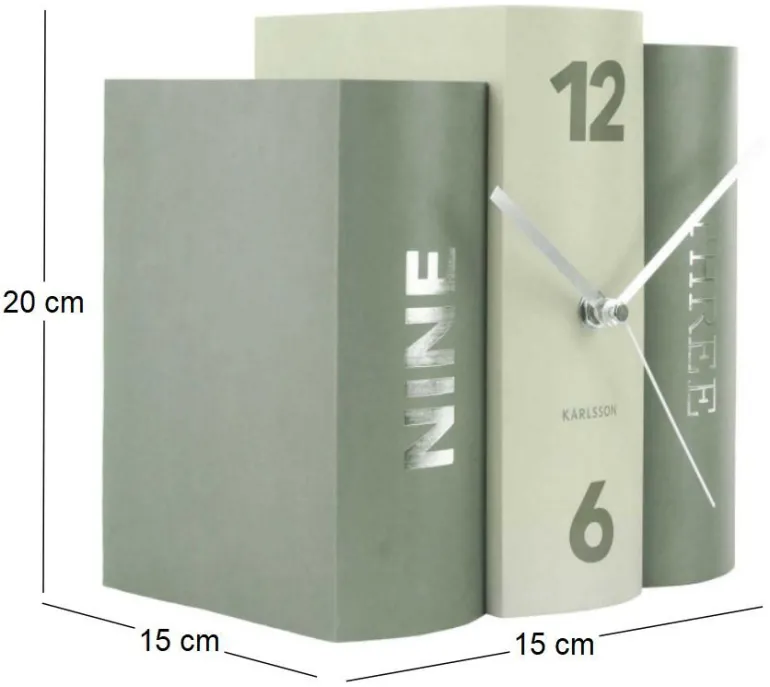 Horloge 3 livres Book (Vert)