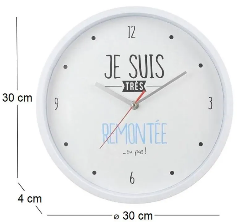Horloge moderne 30 cm Je suis... (Blanc)
