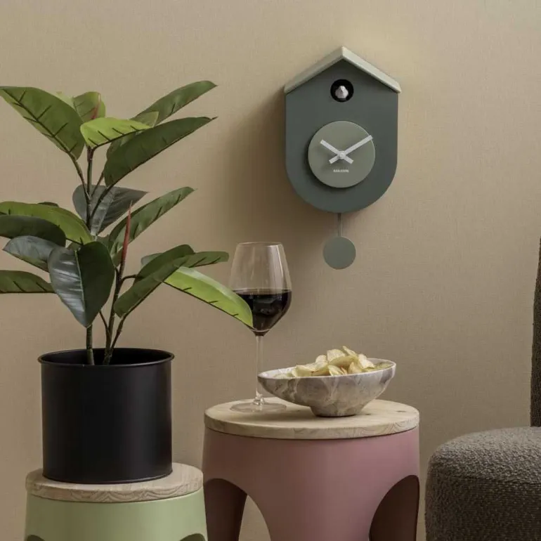 Horloge murale en ABS Grato Cuckoo (Vert jungle et vert jade)