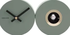 Horloge murale en métal mat Duo Cuckoo (Kaki)