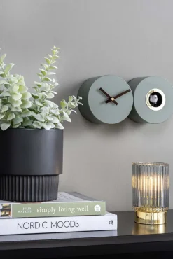 Horloge murale en métal mat Duo Cuckoo (Kaki)