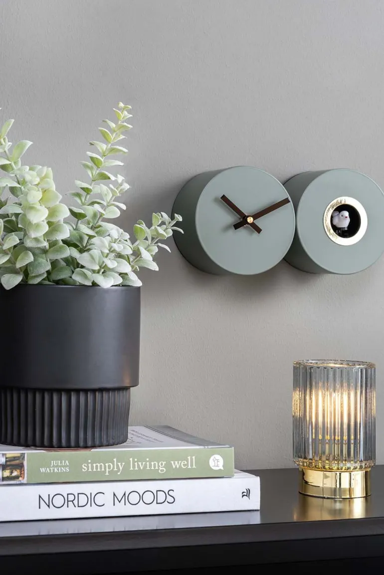 Horloge murale en métal mat Duo Cuckoo (Kaki)