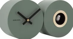 Horloge murale en métal mat Duo Cuckoo (Kaki)