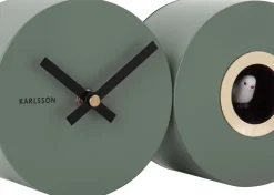 Horloge murale en métal mat Duo Cuckoo (Kaki)