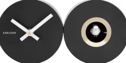 Horloge murale en métal mat Duo Cuckoo (Noir)