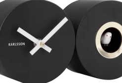 Horloge murale en métal mat Duo Cuckoo (Noir)