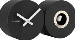 Horloge murale en métal mat Duo Cuckoo (Noir)