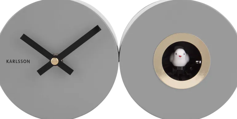 Horloge murale en métal mat Duo Cuckoo (Gris)