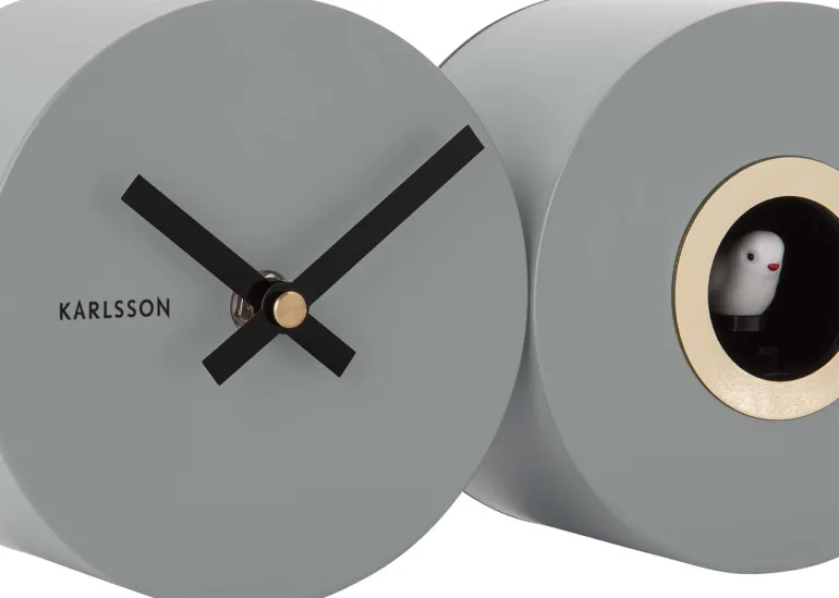 Horloge murale en métal mat Duo Cuckoo (Gris)