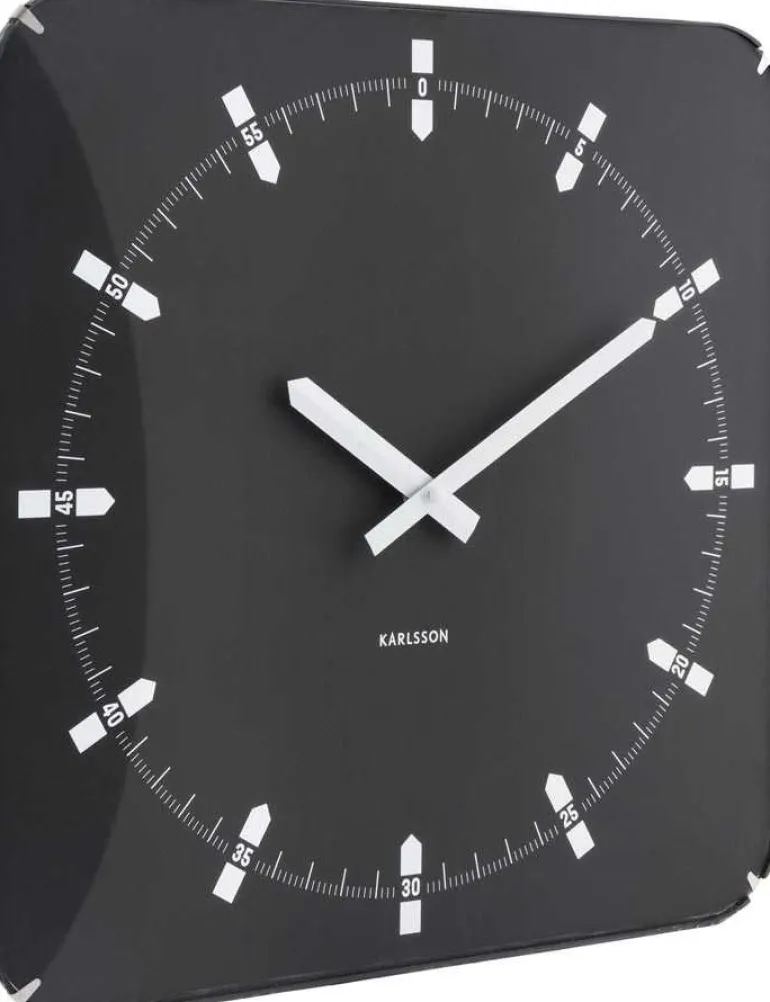 Horloge murale en métal Sucinto Dome Square (Noir)