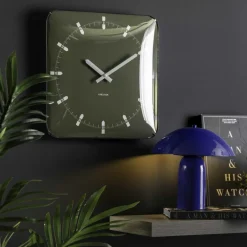 Horloge murale en métal Sucinto Dome Square (Vert)