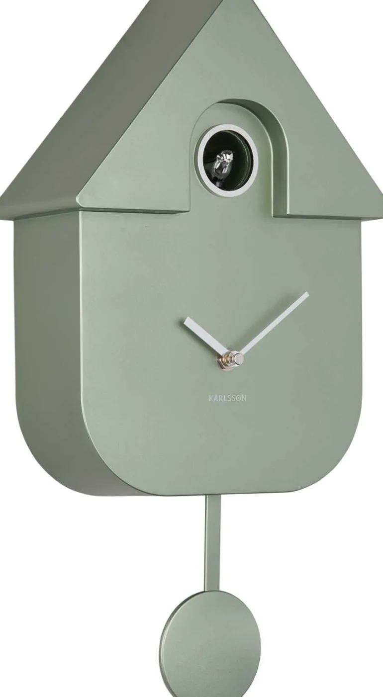Horloge murale moderne Cuckoo (Vert jungle métallique)