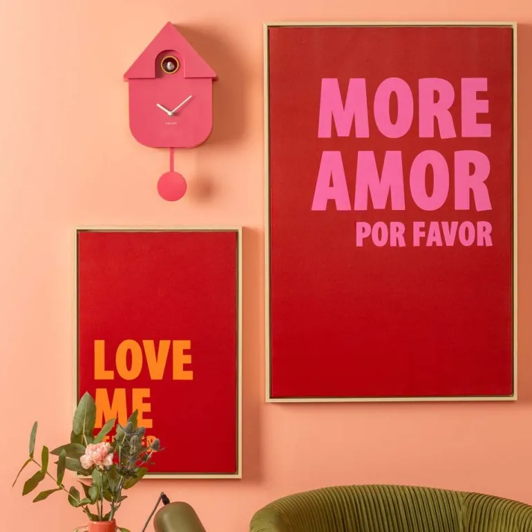 Horloge murale moderne Cuckoo (Rose)