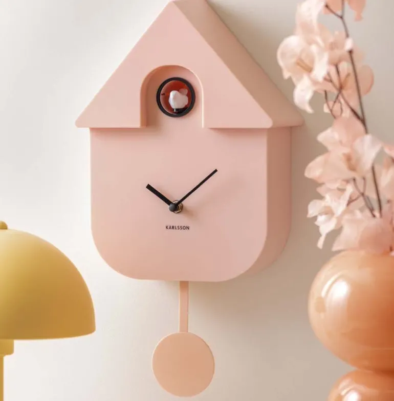 Horloge murale moderne Cuckoo (Rose pâle)