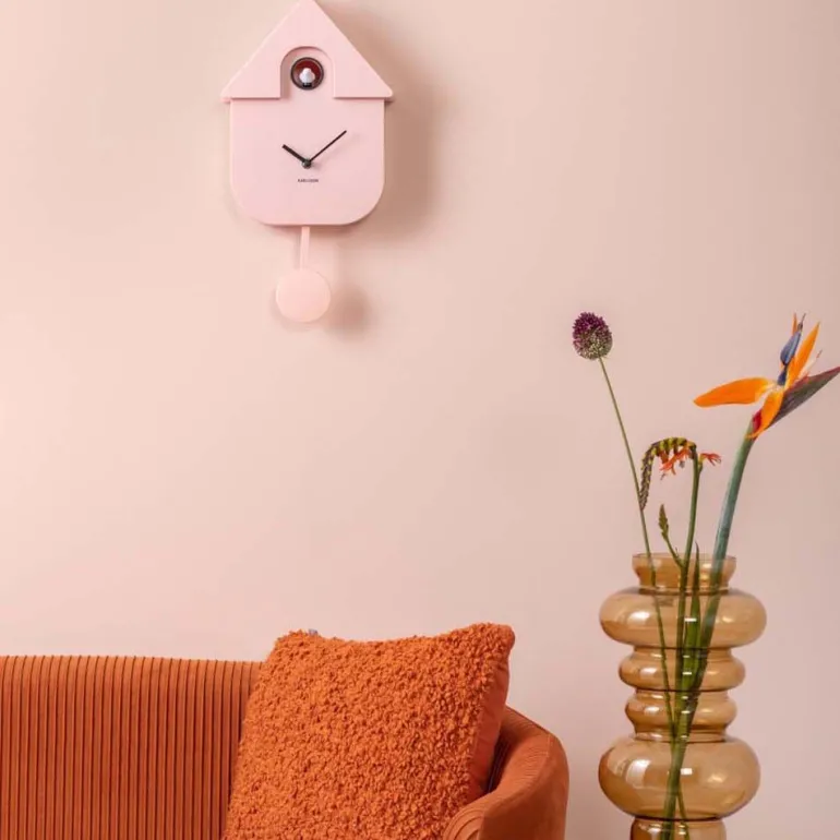 Horloge murale moderne Cuckoo (Rose pâle)