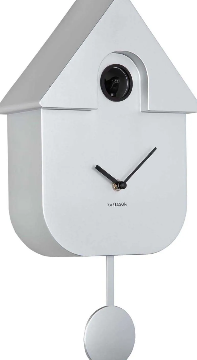Horloge murale moderne Cuckoo (Argent métalique)