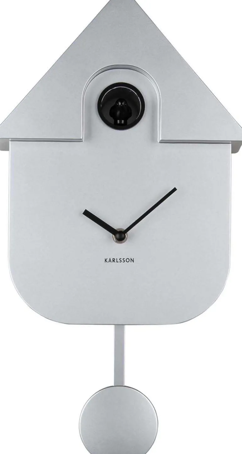 Horloge murale moderne Cuckoo (Argent métalique)