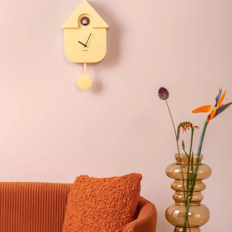 Horloge murale moderne Cuckoo (Jaune clair)