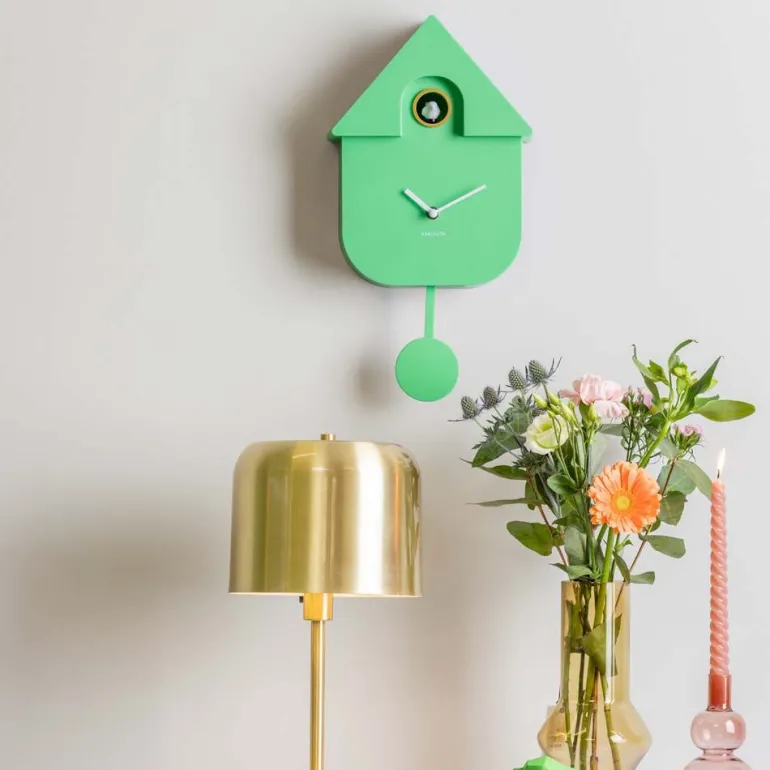 Horloge murale moderne Cuckoo (Vert vif)