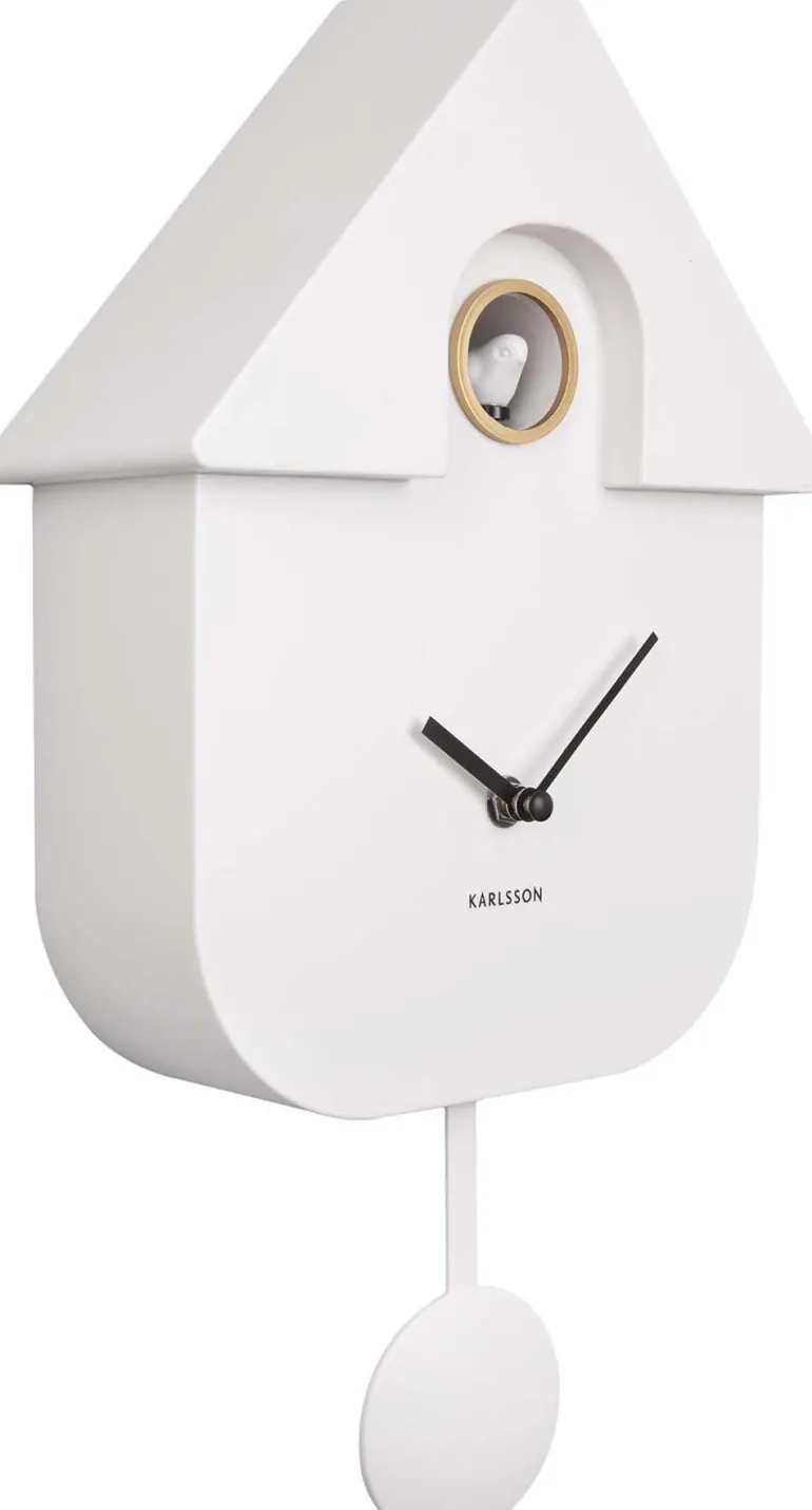 Horloge murale moderne Cuckoo (Blanc)