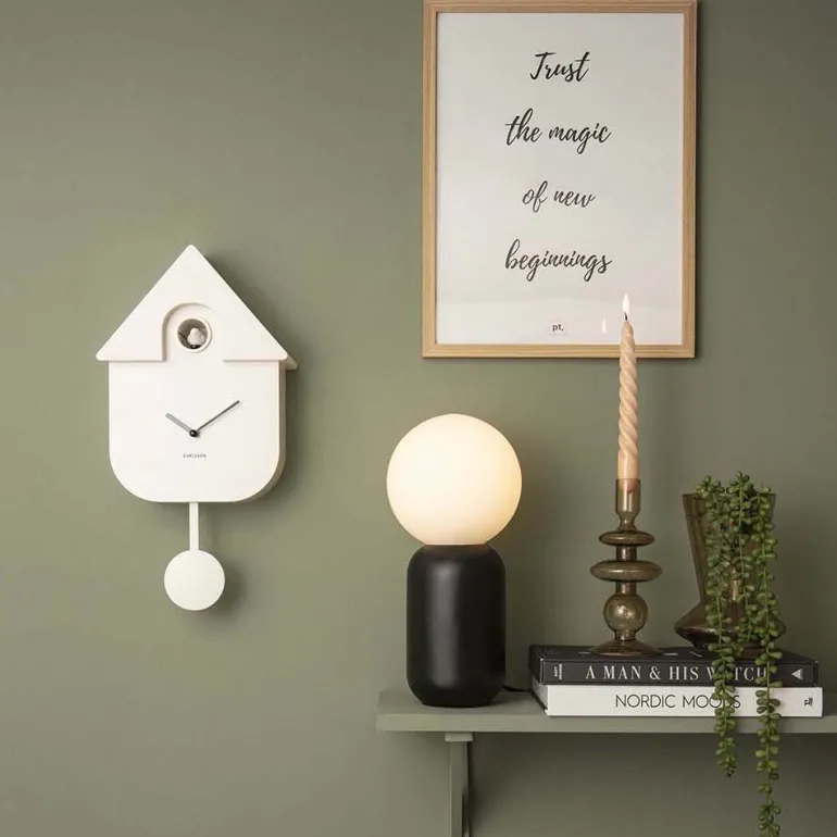 Horloge murale moderne Cuckoo (Blanc)