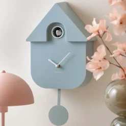 Horloge murale moderne Cuckoo (Bleu clair )