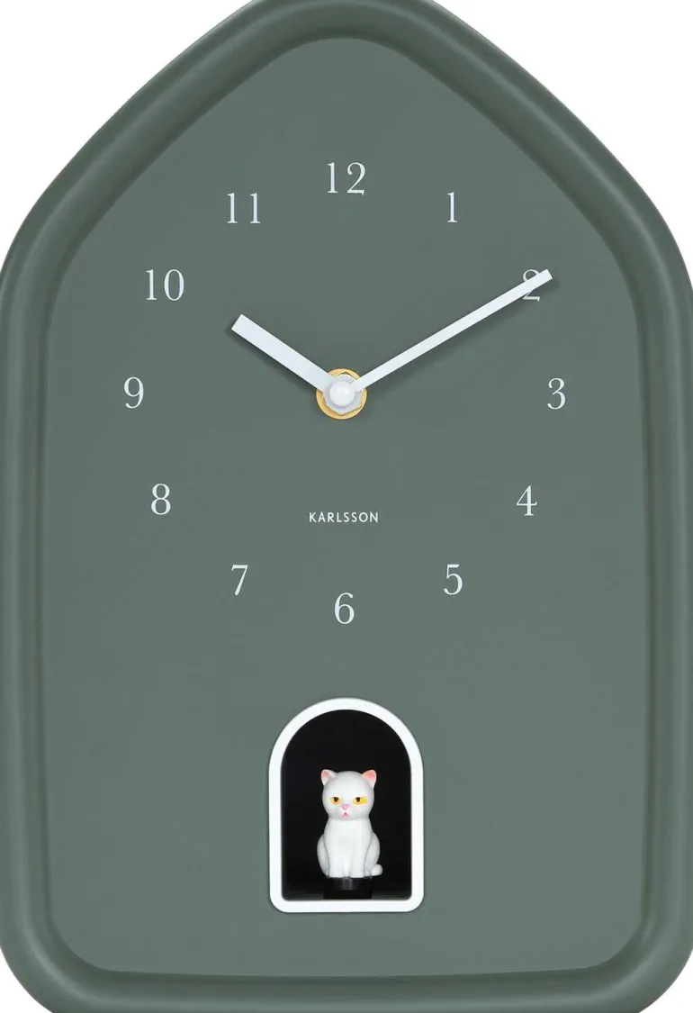 Horloge murale Modern Kitty (Vert jungle)
