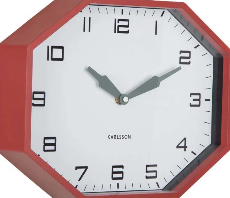 Horloge murale octogonale en résine Factory (Rouge)