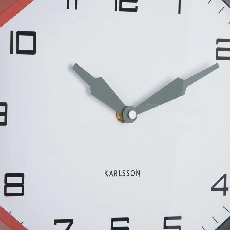 Horloge murale octogonale en résine Factory (Rouge)