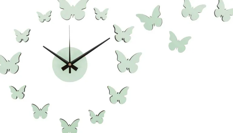 Horloge murale pastel DIY Butterfly (Vert clair)