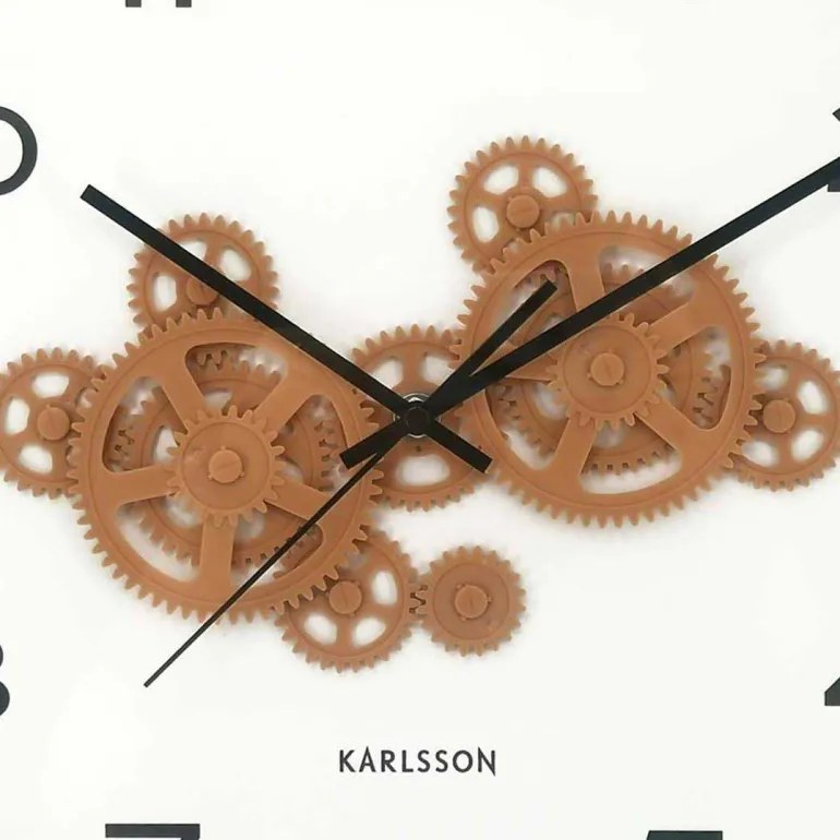 Horloge murale ronde Open Gear (Vert jungle et jaune ocre)